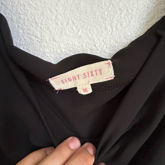 EIGHT SIXTY chiffon off the shoulder ballon sleeve sheer blouse black size MED - Picture 4 of 7